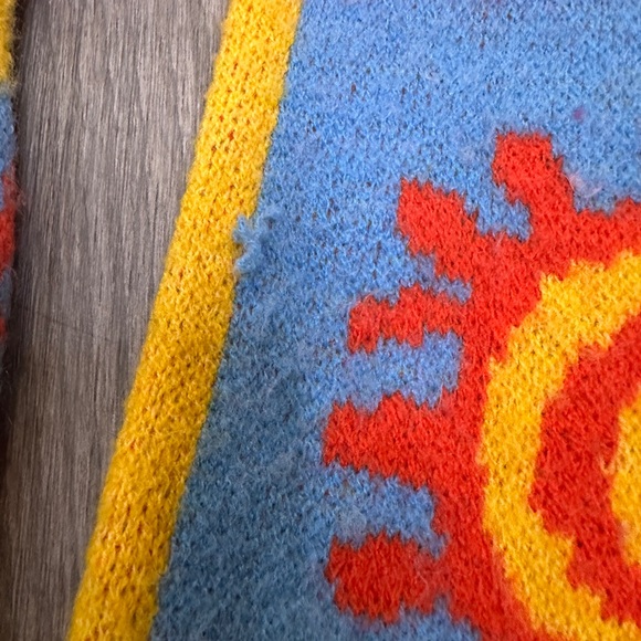 Patchwork Graphic Sweater Smiley Face Flower Dopamine Knit Size S - Picture 11 of 11